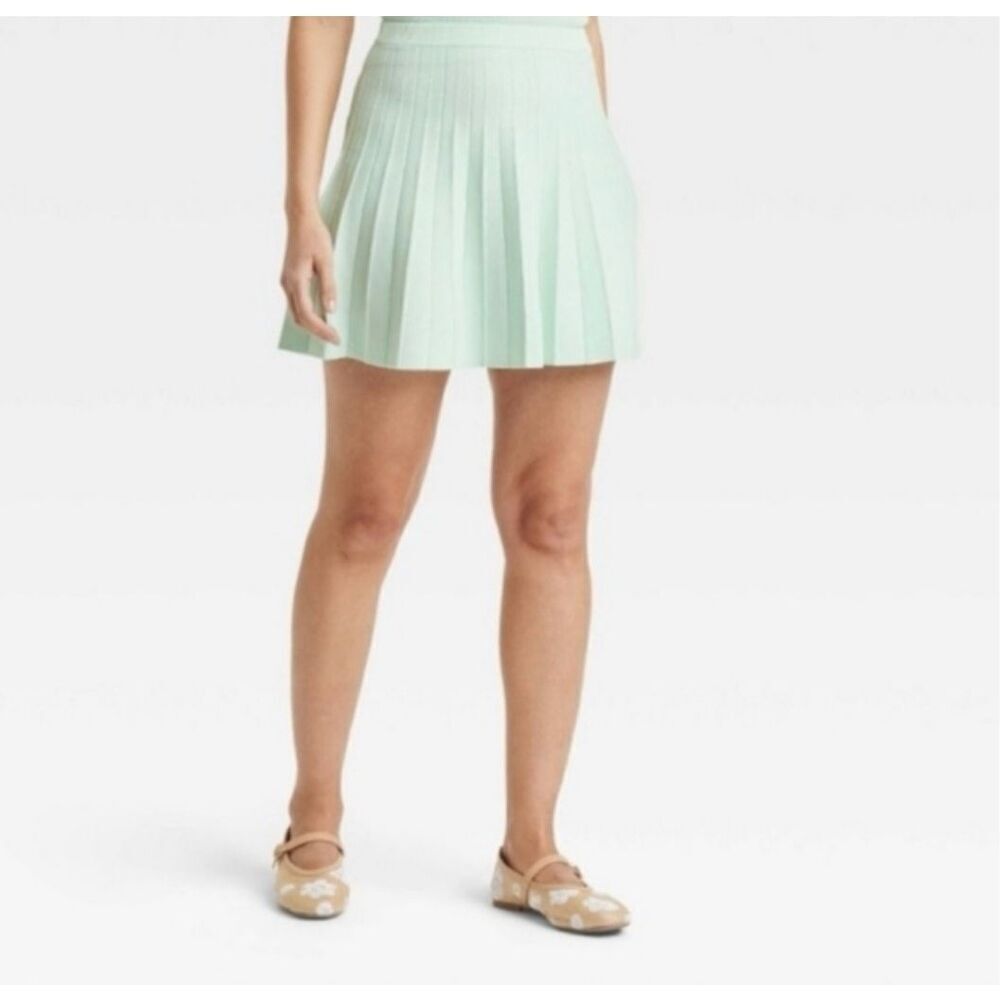 A New Day NWTāKnit Pleated Lightweight Pull-on Mini Sweater Skirt Mint Green XXL
